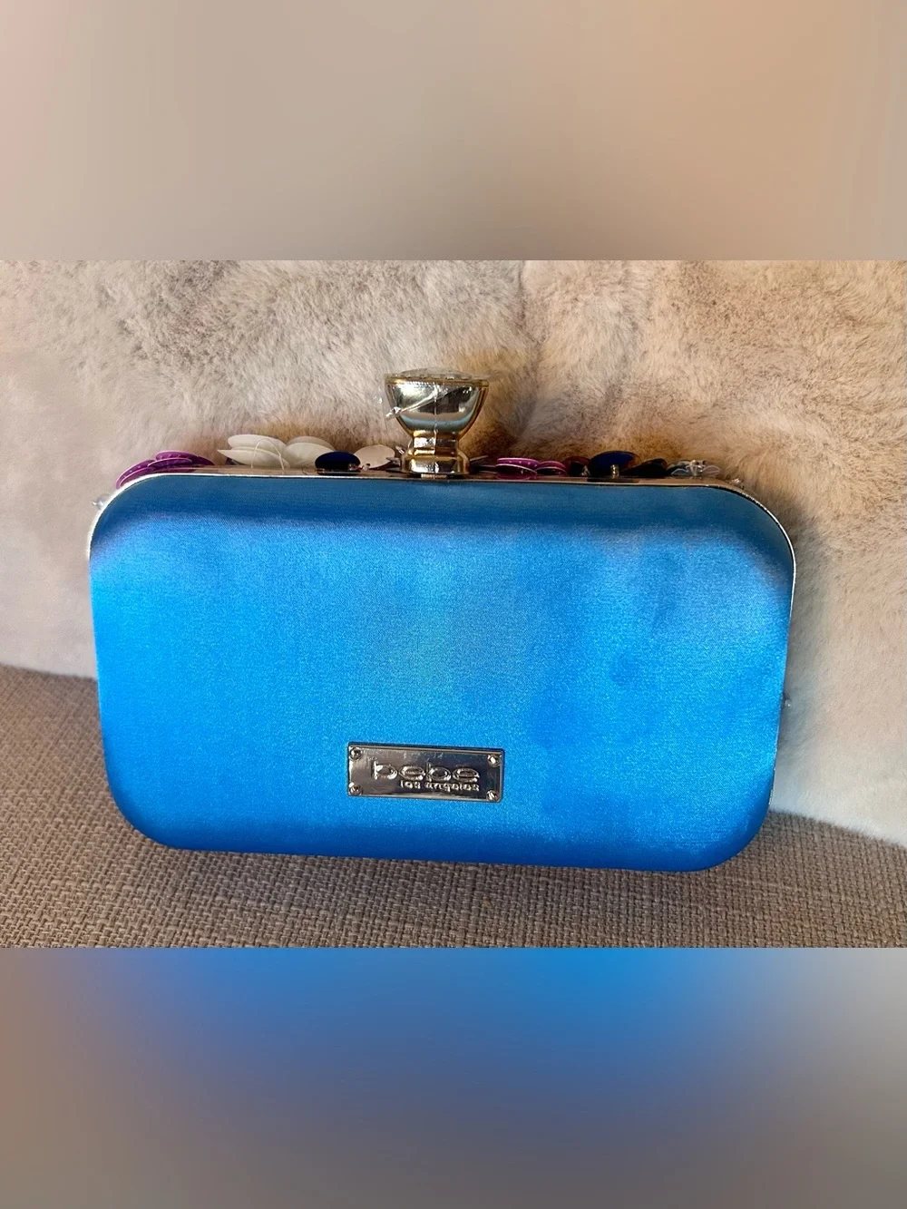 Bebe - NWT - Daisy Sequin in blue clutch